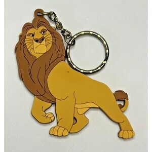 Vintage Disney The Lion King Mufasa Rubber Keychain Keyring 90s RARE